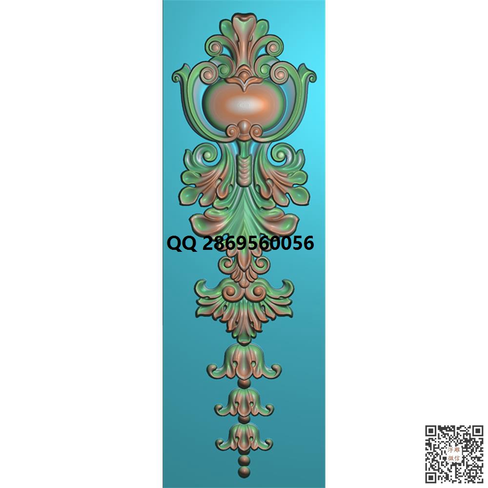 ZHH-043 欧式门芯花 竖向_竖板精雕图竖形洋花贴花建材洋花精雕图浮雕图
